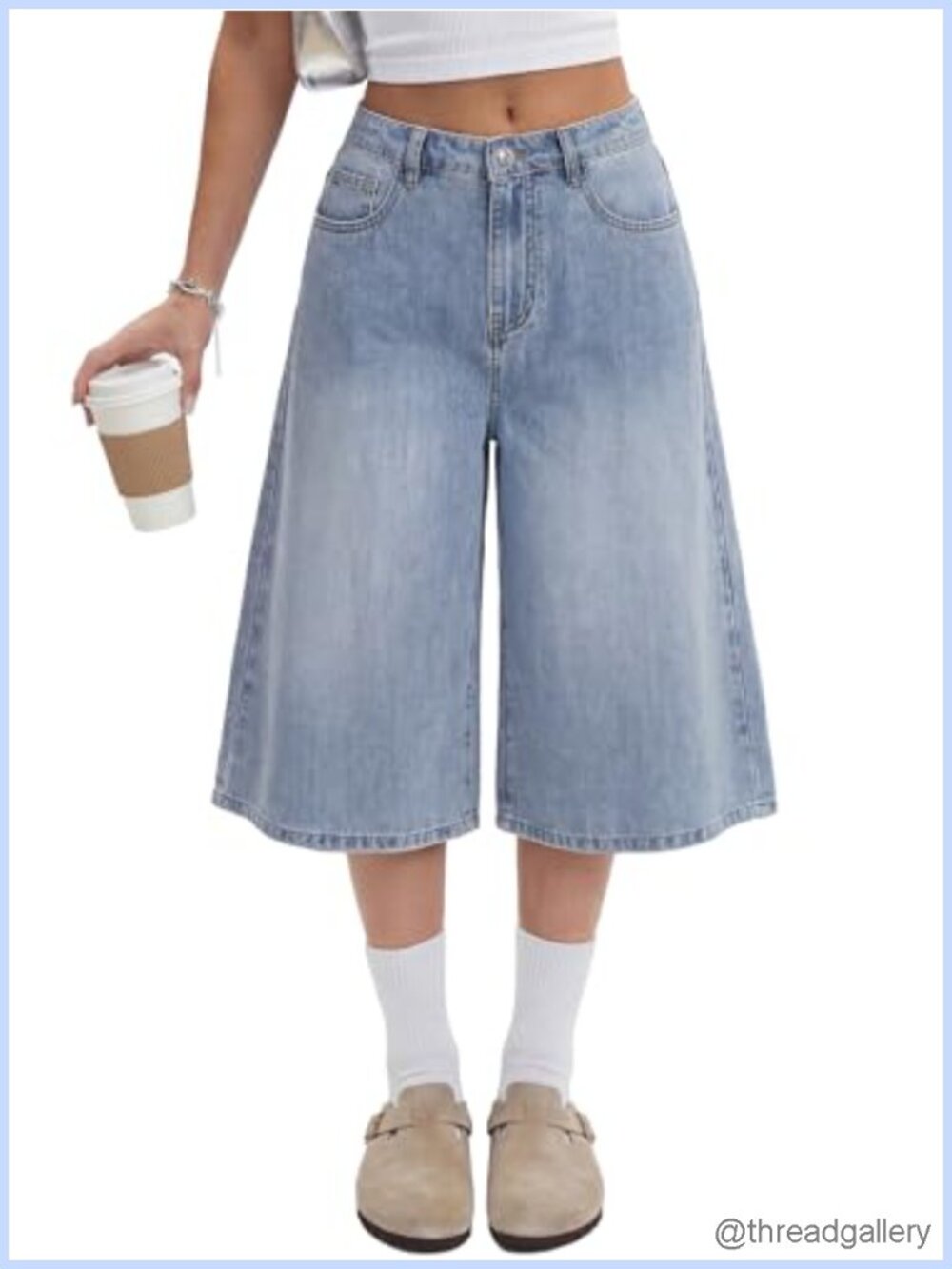 Low Rise Wide Leg Y2K Denim Bermuda Shorts Baggy Longline